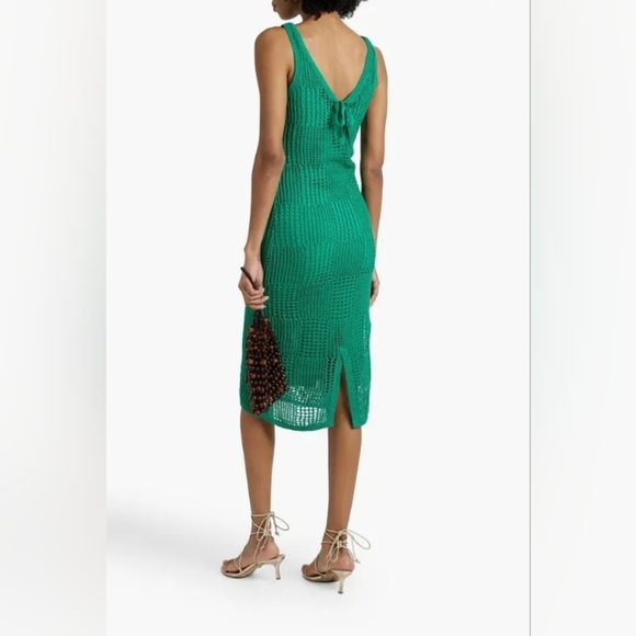 Joie Normandy Open-Knit Cotton Midi Dress Green Sz S - Picture 1 of 10